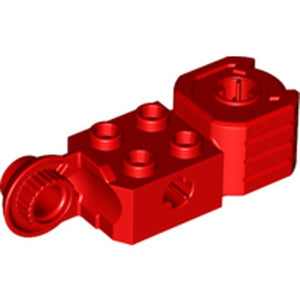 LEGO 47431 Technic, Brick Modified 2 x 2 with Axle Hole, Rotation Joint Ball Half Vertical, and Fist in Red - Authentic LEGO Part