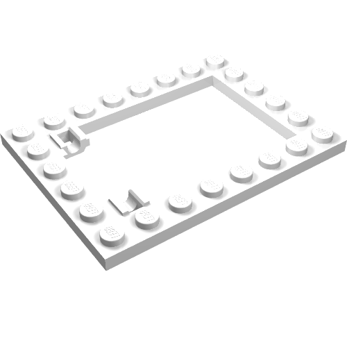 LEGO 92107 Plate, Modified 6 x 8 Trap Door Frame Horizontal (Long Pin Holders) in White - Authentic LEGO Part