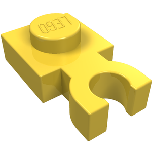 LEGO 4085c Plate, Modified 1 x 1 with U Clip Thick (Vertical Grip) in Yellow - Authentic LEGO Part