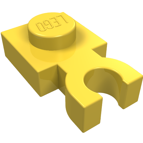LEGO 4085c Plate, Modified 1 x 1 with U Clip Thick (Vertical Grip) in Yellow - Authentic LEGO Part