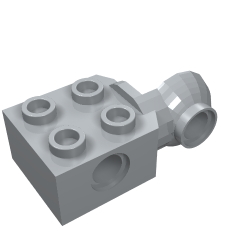 LEGO 48171 Technic, Brick Modified 2 x 2 with Pin Hole and Rotation Joint Ball Half Vertical in Light Bluish Gray - Authentic LEGO Part