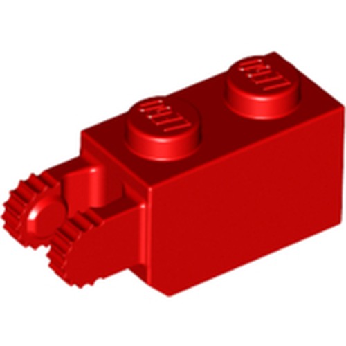 LEGO 30365 Hinge Brick 1 x 2 Locking with 2 Fingers Vertical End in Red - Authentic LEGO Part