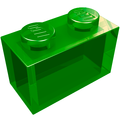 LEGO 3065 Brick 1 x 2 without Bottom Tube in Trans-Green - Authentic LEGO Part