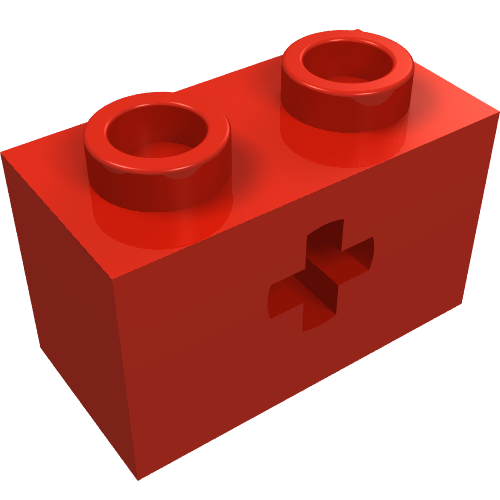 LEGO 32064a Technic, Brick 1 x 2 with Axle Hole and Inside Side Supports in Red - Authentic LEGO Part