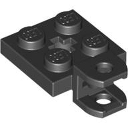 LEGO 63082 Plate, Modified 2 x 2 with Tow Ball Socket, Short, Flattened with Holes and Axle Hole in Center in Black - Authentic LEGO Part