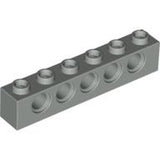 LEGO 3894 Technic, Brick 1 x 6 with Holes in Light Gray - Authentic LEGO Part