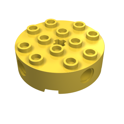 LEGO 6222 Brick, Round 4 x 4 with 4 Side Pin Holes and Center Axle Hole in Yellow - Authentic LEGO Part