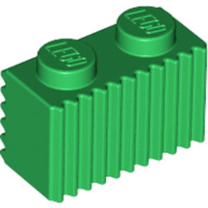 LEGO 2877 Brick, Modified 1 x 2 with Grille / Fluted Profile in Green - Authentic LEGO Part
