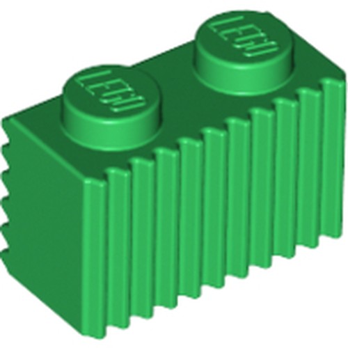 LEGO 2877 Brick, Modified 1 x 2 with Grille / Fluted Profile in Green - Authentic LEGO Part