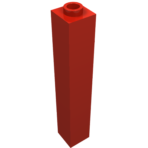 LEGO 2453a Brick 1 x 1 x 5 - Hollow Stud in Red - Authentic LEGO Part