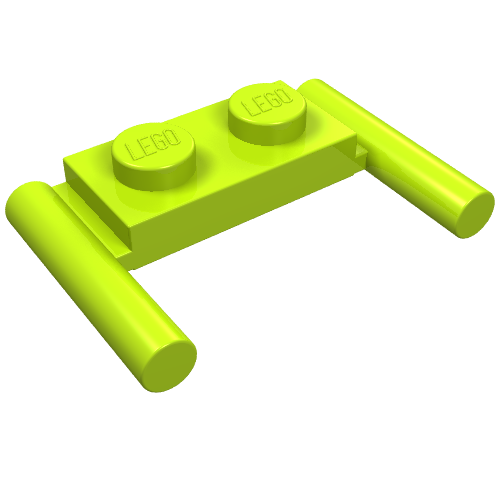 LEGO 3839b Plate, Modified 1 x 2 with Bar Handles - Flat Ends, Low Attachment in Lime - Authentic LEGO Part