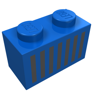 LEGO 3004p06 Brick 1 x 2 with Black Grille with 7 Vertical Lines Pattern in Blue - Authentic LEGO Part