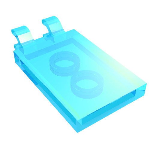 LEGO 30350b Tile, Modified 2 x 3 with 2 Open O Clips in Trans-Light Blue - Authentic LEGO Part
