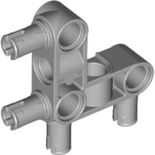LEGO 55615 Light Bluish Gray Technic, Pin Connector Perpendicular 3 x 3 Bent with 4 Pins - Main Product Image