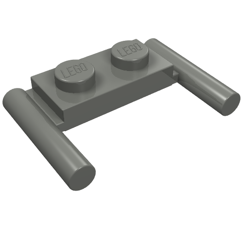 LEGO 3839b Plate, Modified 1 x 2 with Bar Handles - Flat Ends, Low Attachment in Dark Bluish Gray - Authentic LEGO Part