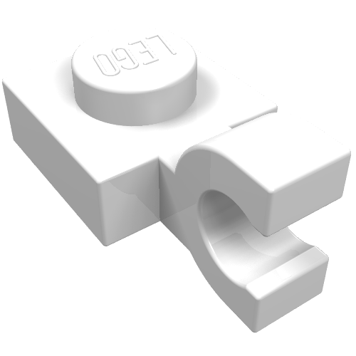 LEGO 6019 Plate, Modified 1 x 1 with U Clip (Horizontal Grip) in White - Authentic LEGO Part