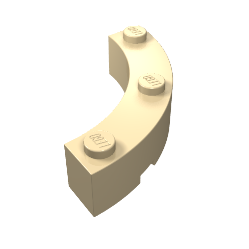 LEGO 48092 Brick, Round Corner 4 x 4 Macaroni with 3 Studs in Tan - Authentic LEGO Part