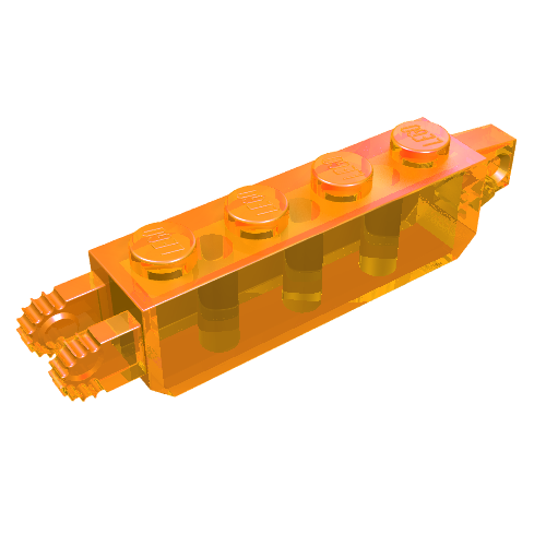 LEGO 30387 Hinge Brick 1 x 4 Locking with 1 Finger Vertical End and 2 Fingers Vertical End in Trans-Orange - Authentic LEGO Part