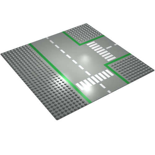 LEGO 608p01 Baseplate, Road 32 x 32 9-Stud T Intersection with Road Pattern - Main Product Image