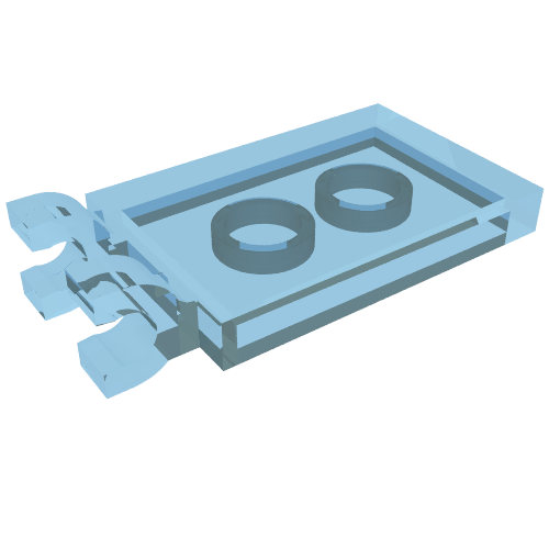 LEGO 30350c Tile, Modified 2 x 3 with 2 U Clips in Trans-Light Blue - Authentic LEGO Part