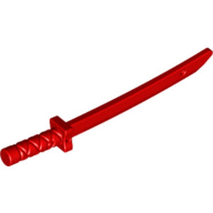 LEGO 21459 Minifigure, Weapon Sword, Shamshir / Katana (Square Guard) with Capped Pommel and Holes in Crossguard and Blade in Red - Authentic LEGO Part