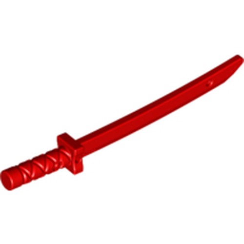 LEGO 21459 Minifigure, Weapon Sword, Shamshir / Katana (Square Guard) with Capped Pommel and Holes in Crossguard and Blade in Red - Authentic LEGO Part