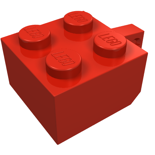 LEGO 30389a Hinge Brick 2 x 2 Locking with 1 Finger Vertical without Axle Hole in Red - Authentic LEGO Part