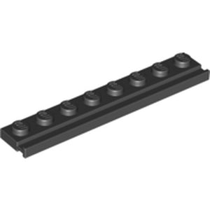 LEGO 4510 Plate, Modified 1 x 8 with Door Rail in Black - Authentic LEGO Part