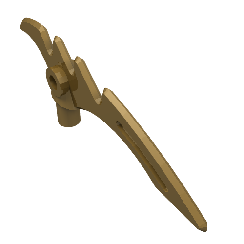 LEGO 98141 Minifigure, Weapon Crescent Blade, Serrated with Bar in Pearl Gold - Authentic LEGO Part
