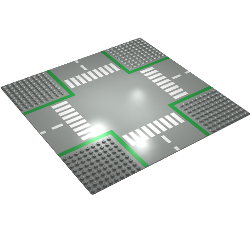 LEGO 607p01 Baseplate, Road 32 x 32 9-Stud Crossroads with Road Pattern - Main Product Image