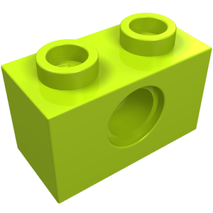 LEGO 3700 Technic, Brick 1 x 2 with Hole in Lime - Authentic LEGO Part