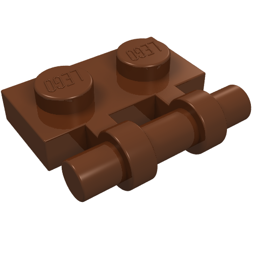 LEGO 2540 Plate, Modified 1 x 2 with Bar Handle on Side - Free Ends in Reddish Brown - Authentic LEGO Part