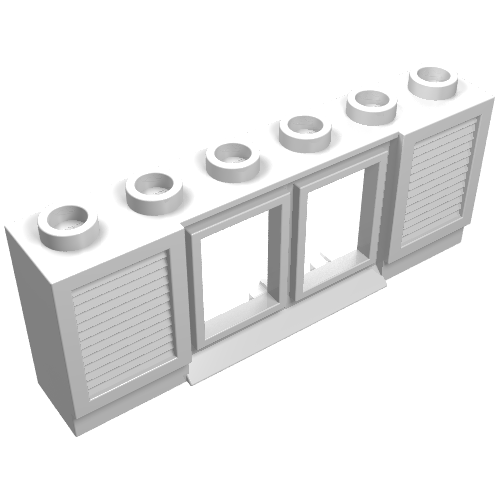 LEGO 646bc01 Window 1 x 6 x 2 with Shutters with Extended Lip, with Glass in White - Authentic LEGO Part