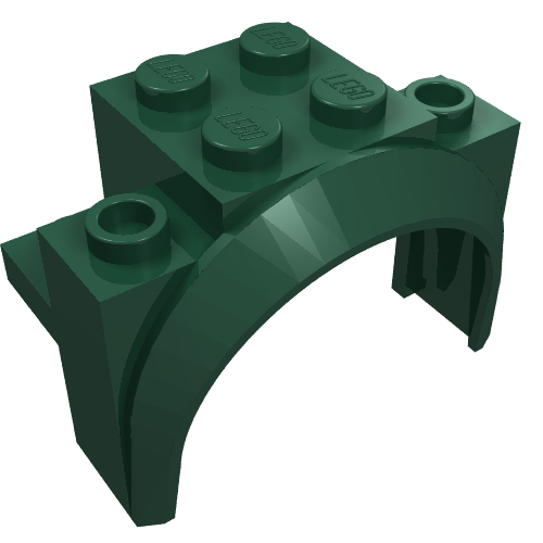 LEGO 18974 Vehicle, Mudguard 4 x 2 1/2 x 2 1/3 with Arch Round in Dark Green - Authentic LEGO Part