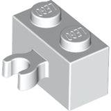 LEGO 30237b Brick, Modified 1 x 2 with Open O Clip Thick (Vertical Grip) in White - Authentic LEGO Part