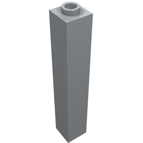 LEGO 2453a Brick 1 x 1 x 5 - Hollow Stud in Light Bluish Gray - Authentic LEGO Part
