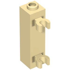 LEGO 60583b Brick, Modified 1 x 1 x 3 with 2 Clips (Vertical Grip) - Hollow Stud in Tan - Authentic LEGO Part
