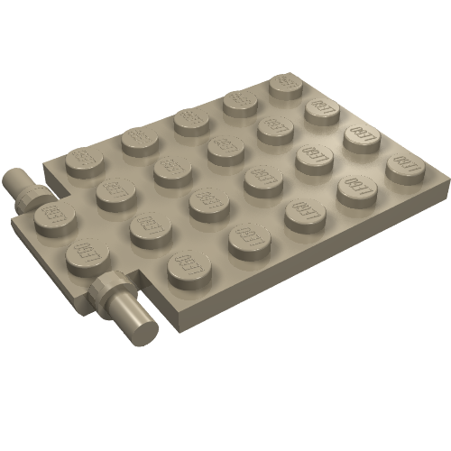 LEGO 92099 Plate, Modified 4 x 6 with Trap Door Hinge (Long Pins) in Dark Tan - Authentic LEGO Part