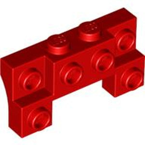 LEGO 52038 Brick, Modified 2 x 4 - 1 x 4 with 2 Recessed Studs and Thick Side Arches in Red - Authentic LEGO Part