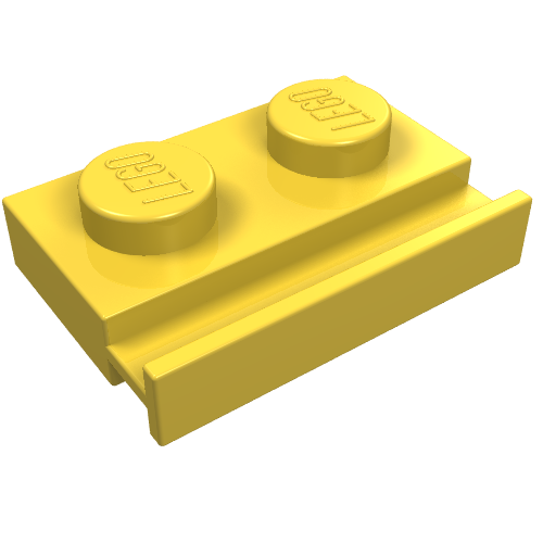 LEGO 32028 Plate, Modified 1 x 2 with Door Rail in Yellow - Authentic LEGO Part