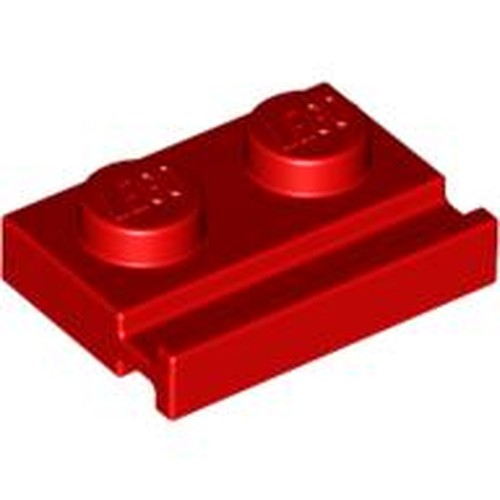 LEGO 32028 Plate, Modified 1 x 2 with Door Rail in Red - Authentic LEGO Part