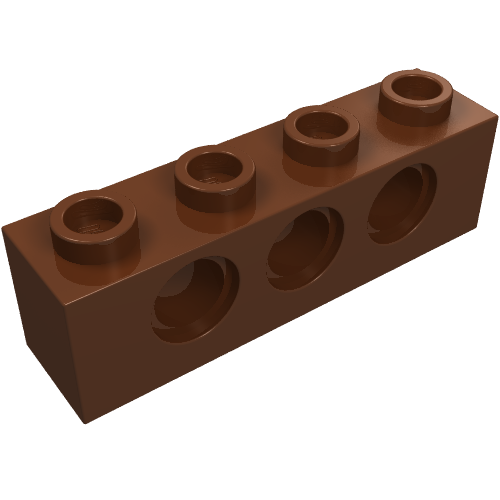 LEGO 3701 Technic, Brick 1 x 4 with Holes in Reddish Brown - Authentic LEGO Part