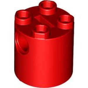 LEGO 30361c Brick, Round 2 x 2 x 2 Robot Body with Bottom Axle Holder (x Shape / + Orientation) in Red - Authentic LEGO Part
