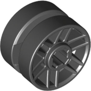 LEGO 11208 Wheel 14mm D. x 9.9mm with Center Groove, Fake Bolts and 6 Double Spokes in Black - Authentic LEGO Part