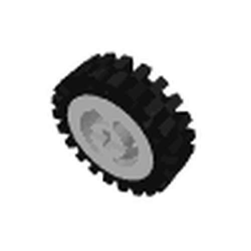 LEGO 3482c01 Wheel with Split Axle Hole with Black Tire 24mm D. x 8mm Offset Tread - Interior Ridges (3482 / 3483) in White - Authentic LEGO Part