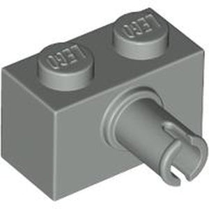 LEGO 2458 Brick, Modified 1 x 2 with Pin in Light Gray - Authentic LEGO Part