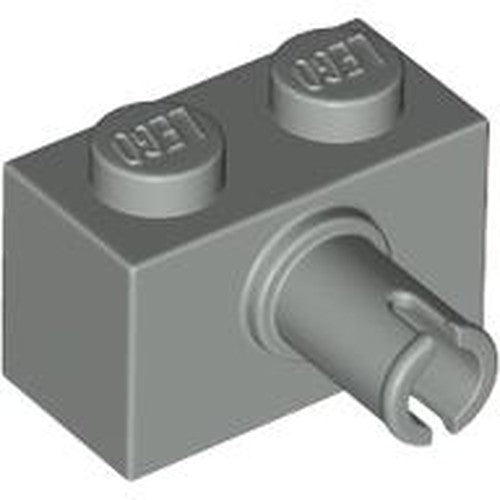 LEGO 2458 Brick, Modified 1 x 2 with Pin in Light Gray - Authentic LEGO Part
