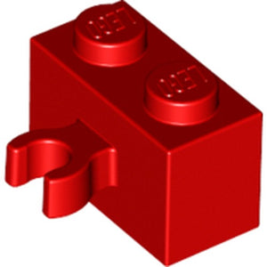 LEGO 30237b Brick, Modified 1 x 2 with Open O Clip Thick (Vertical Grip) in Red - Authentic LEGO Part