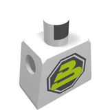 LEGO 973p51 Torso Space Large Black Octagon with Lime Letter &#39;B&#39; Pattern (Blacktron II) - Main Product Image
