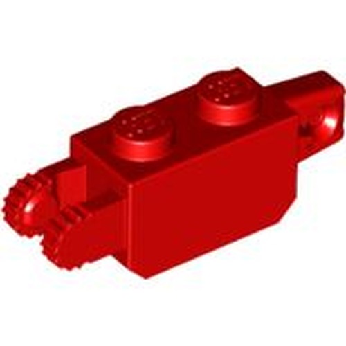 LEGO 30386 Hinge Brick 1 x 2 Locking with 1 Finger Vertical End and 2 Fingers Vertical End in Red - Authentic LEGO Part